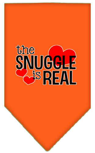 The Snuggle is Real Screen Print Bandana Orange Large